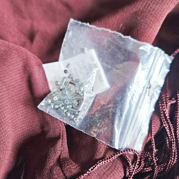 Willow  Clay Burgundy Beaded Fringe Detail Sheer Jacket S - Picture 11 of 12